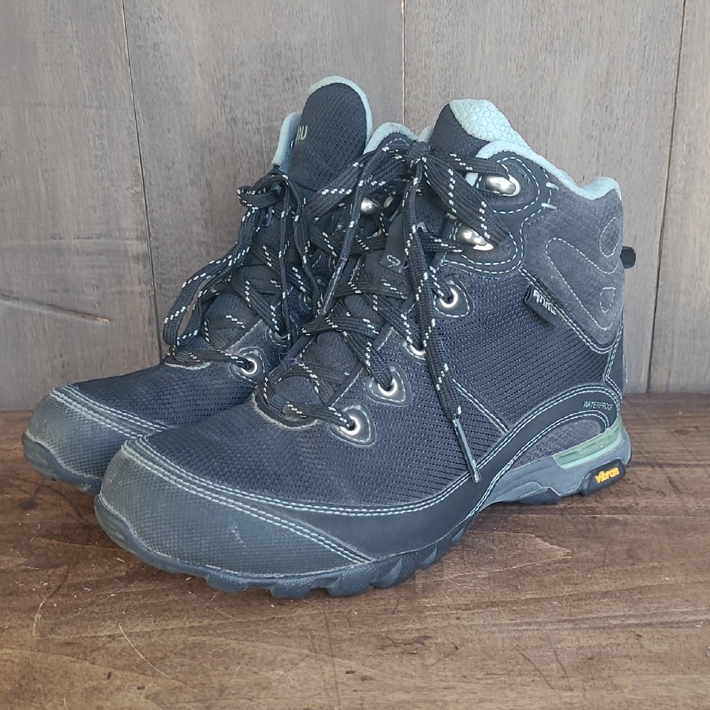Teva Ahnu Sugarpine II Ripstop Hiking Boots Women's sz 6 Black/Green Waterproof